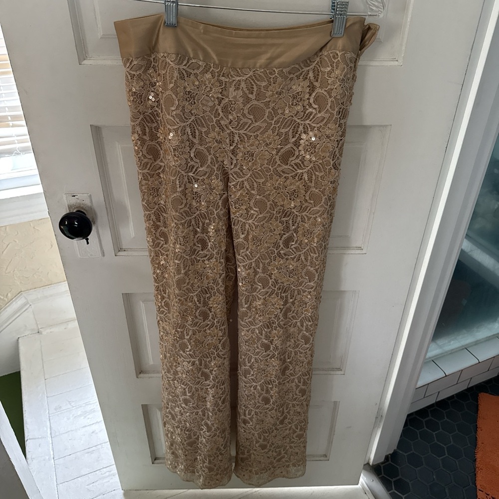 Elegant Lace Beige Pants